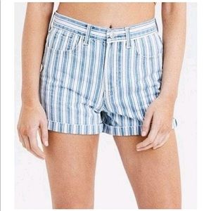 american eagle | striped blue & white mom short size 6